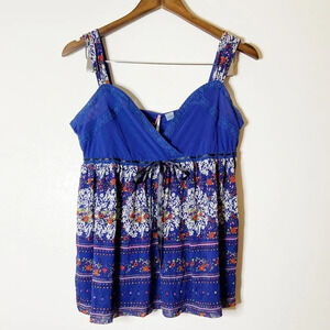 ANTHROPOLOGIE Cami Lace Trim Floral Camisole Top RIC RAC Size Medium